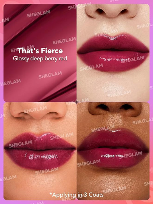 SHEGLAM Mirror Kiss High-Shine Lipstick Silky Jelly Texture Hydrated&Smooth Lip Gloss-That's Fierce