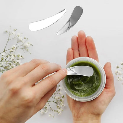 3pcs Mini Metal Cosmetic Spatulas, Reusable Makeup Scoop Skincare Spatula, Facial Beauty Accessories for Facial Cream Mask Essence Mixing and Sampling- Silver