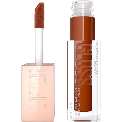 Maybelline Lifter Gloss, Hydrating Honey'd Lip Gloss with Hyaluronic Acid, High Shine for Plumper Looking Lips, Caramel, 1 Count
