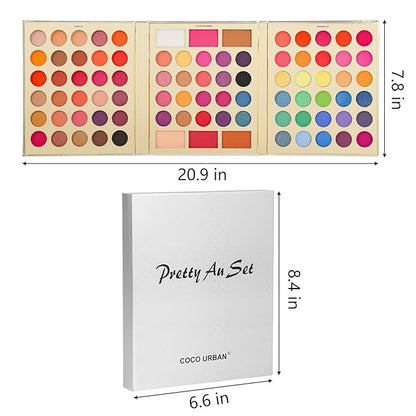 86 Colors Highly Pigmented Eyeshadow Palette with 13 pcs Makeup Brushes Set, Includes Matte Shimmer Long Lasting Waterproof Contour Blush Powder Highlighter,Makeup Gift Set for Women.