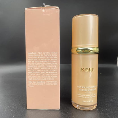 4 IN 1 Match Skin Color Changed Liquid Foundation, Full Coverage Flawless Base Nude Face Liquid Cover Concealer,Medium Spectrum,Long Wearing & Waterproof,Moisturizing with SPF 50+ Foundation