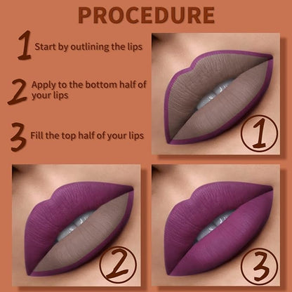 MAEPEOR Matte Lip Crayon 6PCS Smooth Velvety Lip Liner Pencils Set Waterproof Long Wear Lipstick Crayon Pen (Set 01)