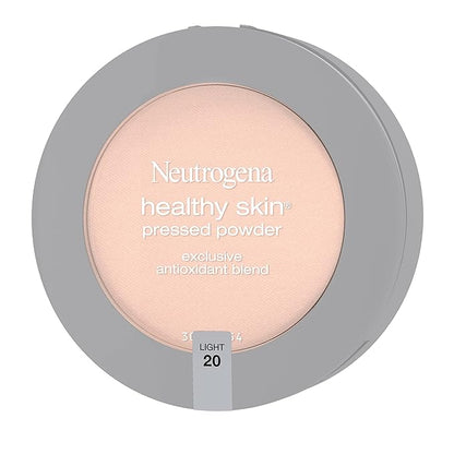 Neutrogena Healthy Skin Pressed Makeup Powder Compact with Antioxidants & Pro Vitamin B5, Evens Tone, Minimizes Shine & Conditions, Light 20, 0.34 oz