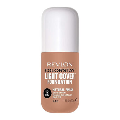 Revlon ColorStay Light Cover Liquid Foundation, Hydrating Longwear Weightless Makeup with SPF 35, Light-Medium Coverage for Blemish, Dark Spots & Uneven Skin Texture, 440 Caramel, 1 fl. oz.