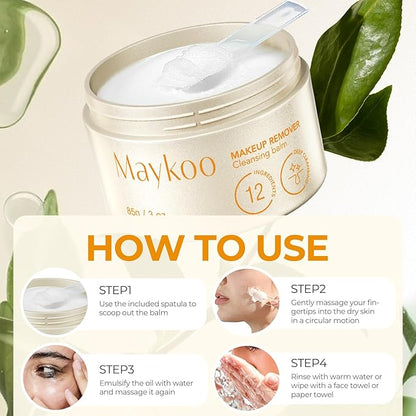 Makeup Remover Balm Hydrating Deep Cleansing Balm, Dissolves Waterproof Make Up, Gentle Oil Based cleanser for Face with Spatula, Makeup Removing for All Skin Types, 85 g/3 oz