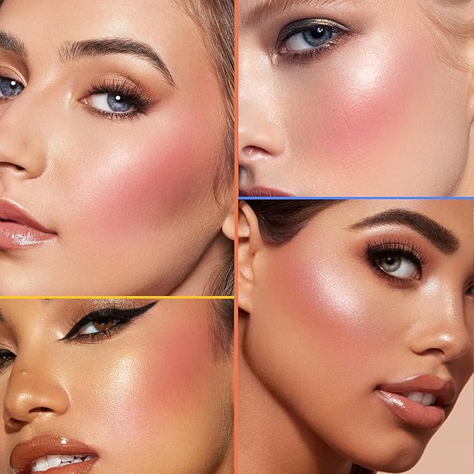 Cream Blush Contour Highlighter Palette, Bronzer Face Illuminator Kit With Brush, Contour Kit For Eyes, Cheeks And Lips