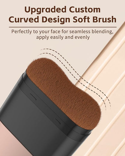 Foundation Stick Makeup with Brush Medium Coverage, Foundation Stick Smooth Long Lasting, Portable Face Eraser Base Make Up Lightweight for Dry and Combination Skin - Natural