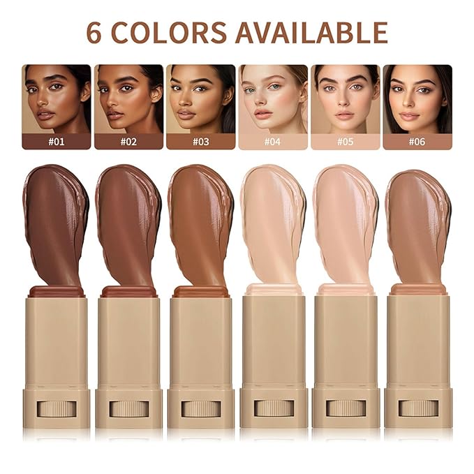 Multi-Use Foundation Stick Beauty Balm Serum Boosted Skin Tint, On-The-Go Tinted Solid Serum, Lightweight and Buildable Creamy Skin Tint Stick Makeup, Natural Finish(05#)