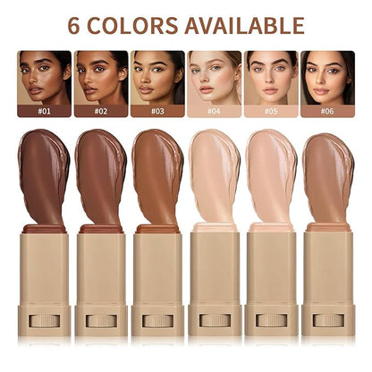 Multi-Use Foundation Stick Beauty Balm Serum Boosted Skin Tint, On-The-Go Tinted Solid Serum, Lightweight and Buildable Creamy Skin Tint Stick Makeup, Natural Finish(05#)
