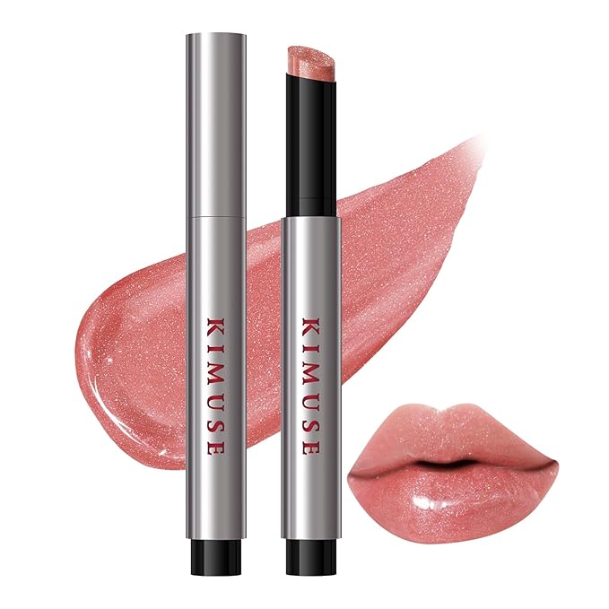 KIMUSE Lip Plumper, Hydrating Korean Lip Gloss, Click Tinted Lip Balm Solid Lipstick for Plumps & Moisturizes, Long-wearing All-in-one Lip Plumping, Gloss, Balm