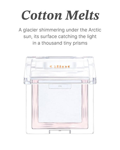 Glint Baked Blush (Cotton Melts, 0.08oz) - Long-Lasting, All-Day Face Blush Powder for a Natural Look. Korean Skin Care, Korean Makeup. Blendable Color for Eyes, Cheeks & Body.