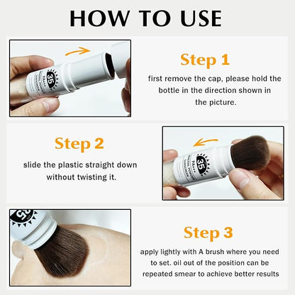 Mineral Powder Sunscreen SPF 35 Setting Powder for Face Broad Spectrum Mineral Brush Powder Lightweight Breathable Oil Control Matte Finish for All Skin Tones(Medium)