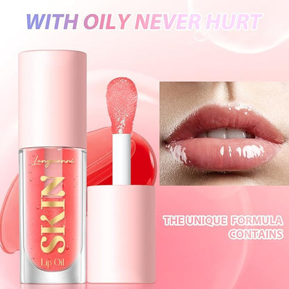 LANGMANNI Moisturizing Lip Oil,No-Sticky Lip Gloss Lip Balm Lip Care,Fruit Flavoured Lip Oil For Dry Lip's Moisturizing Hydrating And Nourishing ((Coco))
