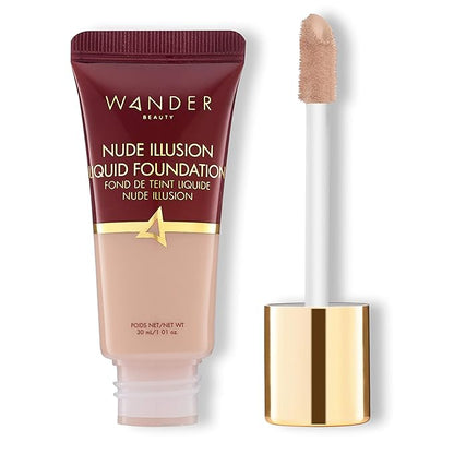 Wander Beauty Liquid Foundation - Fair Light, 20-Inch Tube, Medium to Full Coverage, Vitamin-Rich with Passiflora, Black Currant, Sodium Hyaluronate, Lotus, Gotu Kola, Niacinamide