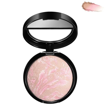 Marble Baked Makeup Setting Powder, Luminous Finish Waterproof Sweatproof Conceal Foundation, 24 H No-Transfer No Smudge Oil-Control Pressed Powder Makeup Base (#01 PORCELAIN, 0.53 OZ)