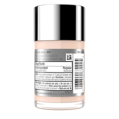 Neutrogena Healthy Skin Liquid Makeup Foundation with Broad Spectrum SPF 20 Sunscreen, Medium Coverage Foundation with Nourishing Pro-Vitamin B5, Natural Ivory 20, 1 fl. oz