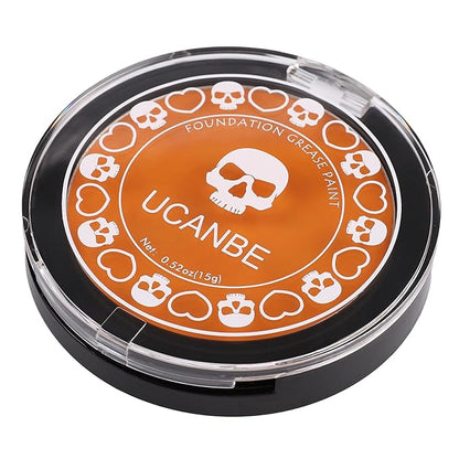 UCANBE Orange Face Body Paint Makeup Foundation, Professional Blendable Cream Greasepaint, Face Painting Kit for Adults Children Halloween Party, SFX Scary Pumpkin Face Makeup, Costume & Cosplay