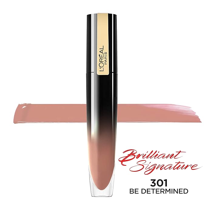 L'Oreal Paris Brilliant Signature Shiny Lip Stain Lipstick, Be Determined 0.21 Fl Oz.