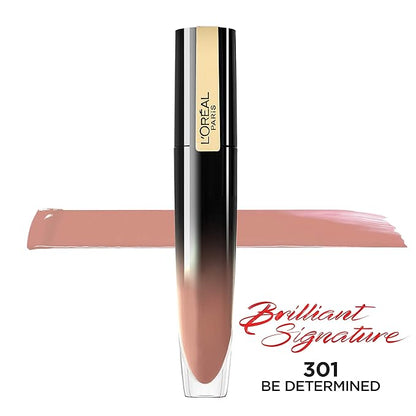 L'Oreal Paris Brilliant Signature Shiny Lip Stain Lipstick, Be Determined 0.21 Fl Oz.