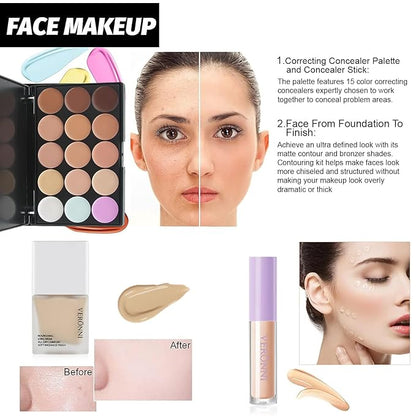 VERONNI All in One Makeup Kit,Eye Face Lips Makeup For Mother's Day,Multipurpose Women's Makeup Sets,Beginners and Professionals Alike (All in one makeup set)