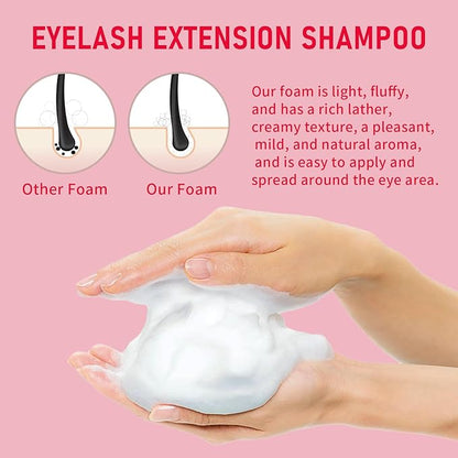 Lash Shampoo Bulk, Eyelash Cleanser for Extensions 1 Liters, Safe Makeup Remover, Non-irritating or Burning Formula Eyelid Foaming Cleanser for Professional Salon and Home Use (Rose-1L)