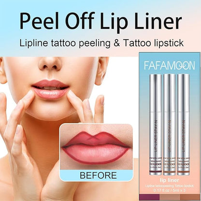 Dulele 3PCS Lip Liner Set, Peel Off Lip Stain, Long Lasting Waterproof Lip Stain Peel Off, Transfer Proof Matte Finish Lip Gloss (A, M)