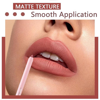 12 Colors High Pigmented Smooth Lip Liner Set, Long Lasting Fade Resistant Lip Pencil, Smudge-proof & Waterproof Red Nude Matte Velvet Lipstick Pen, Professional Lip Liner Set