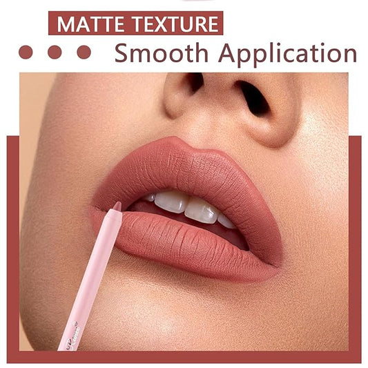 12 Colors High Pigmented Smooth Lip Liner Set, Long Lasting Fade Resistant Lip Pencil, Smudge-proof & Waterproof Red Nude Matte Velvet Lipstick Pen, Professional Lip Liner Set