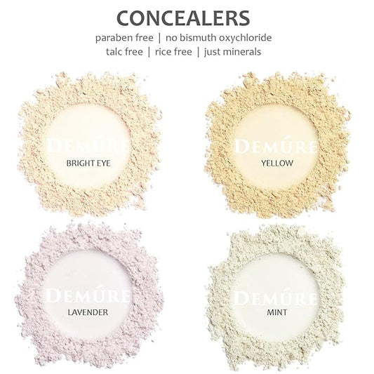 Demure Bright Eye Make Up Concealer | Dark Circle Under Eye Treatment | Pure Crushed Minerals | Loose Powder