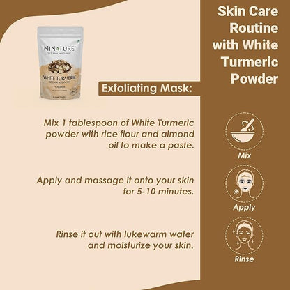 White Turmeric Powder by mi Nature | Kachur, Curcuma zeodaria,Poolankilangu| 227g(8 oz) (0.5 lb) | Does not Stain | White Turmeric for face and Skin | 100% Natural| from India