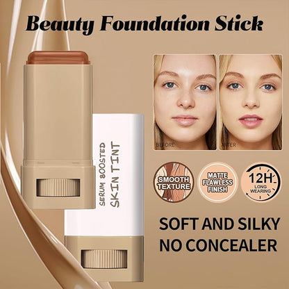 Foundation Stick Beauty Balm Serum Boosted Skin Tint, Solid Tinted Moisturizing Serum Foundation Face Stick, Multifunctional Full Coverage Concealer, Brightens, Makeup (#03)