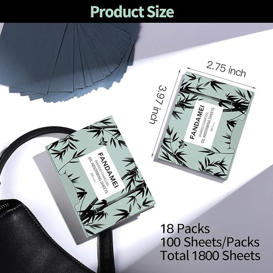 FANDAMEI 1800 Counts Oil Blotting Sheets for Face, Oil Absorbing Papers for Oily Skin, Oil Control Film, Tissues