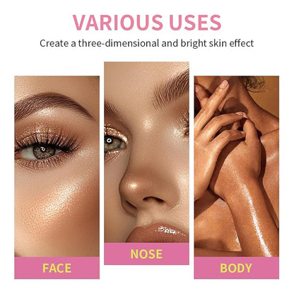 8 Colors Multi-use Cream Contour Highlighter Palette Makeup,Concealer Palette for Cheek Eye Nose Face Body,Cheek Lip Tint,Lightweight Soft Buildable Blendable Natural Look