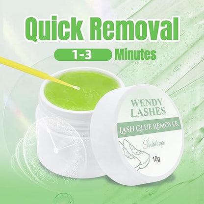 Eyelash Glue Remover for Lash Extensions: for DIY and Lash Artists, Wendy, 10ml Cream, Effectively, Low Irritation, Green, Cantaloupe Flavored