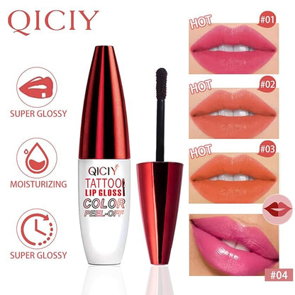 Peel Off Lip Stain Lip Tint,Peel Reveal Lip Stain,Peel Off Tattoo Lipsticks,Nonstick Cup Lip Gloss,2-Color Tear Lip Gloss Long-lasting Moisturizing lipstick Easy to color without pulling dry (01+02)