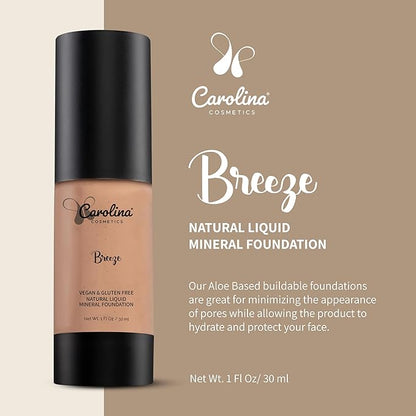 Foundation in Breeze Shade Plant-Based - Hydrating, Pore-Minimizing & Buildable Coverage - Vegan, Non-GMO, Paraben-Free - 1oz