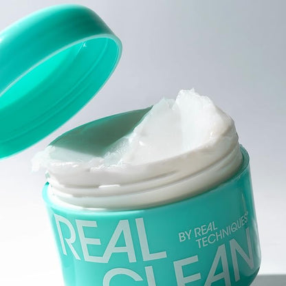 Real Techniques Real Clean Collection Bundle, XL Makeup Removing Wipes, Face Erase Makeup Removing Balm, In-The-Clear Eye Makeup Remover, Reusable Makeup-Removing Pads, Gently Removes Makeup, 4 Items