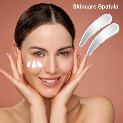 3 Pcs Metal Makeup Spatula, Facial Cosmetic Cream Spatulas Spoon, Massage Beauty Tools, Reusable Skincare Scoop Applicator for Face Eye Cream