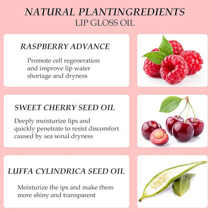 Hydrating Lip Oil for Women, Glossy Color, Transparent Gloss for Nourishing and Making Lips Full, Moisturizing Liquid Tinted Balm for Care, 0.2oz (#007)