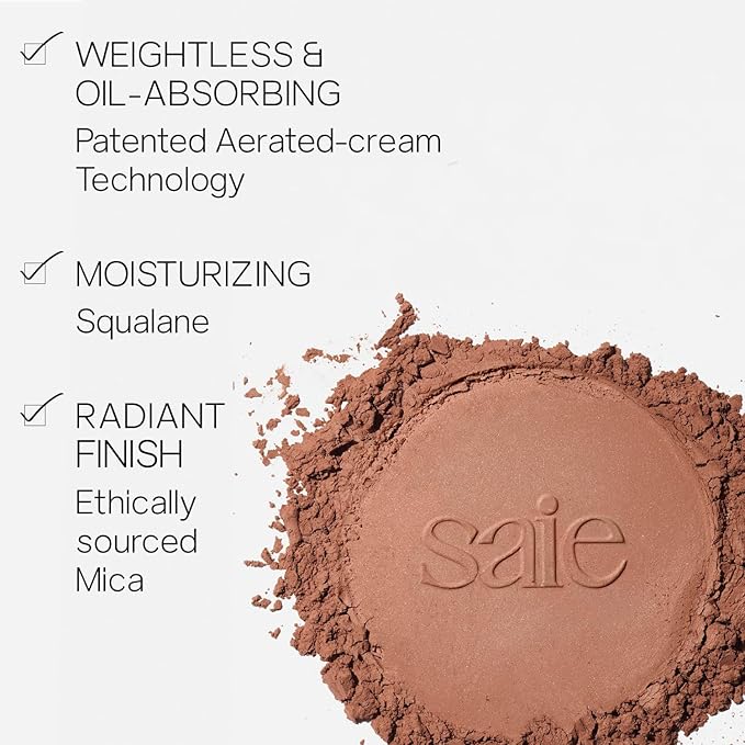 Saie Airset Radiant Loose Setting Powder - Weightless Face Powder to Set, Smooth + Diffuse Face Makeup - Formulated with Hydrating Squalane - Translucent Deep (0.14 oz)