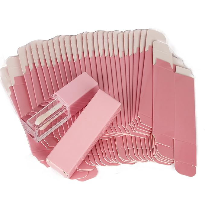 25pcs 25 * 25 * 86mm Craft paper box for lip gloss 350gms lipstick packing box for lipgloss tubes(pink paper box 25pcs) (Pink)