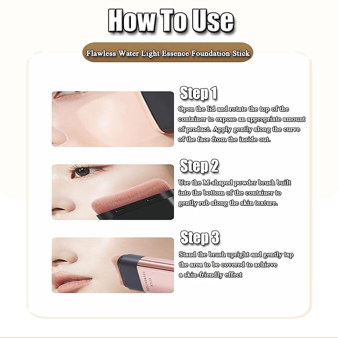 Double Head Tinted Moisturizer Foundation Stick | 2 in 1 Anti-Wrinkle Foudation Stick | Built-in Brush,Light and Buildable | Nature+White