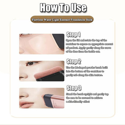 Double Head Tinted Moisturizer Foundation Stick | 2 in 1 Anti-Wrinkle Foudation Stick | Built-in Brush,Light and Buildable | Nature+White