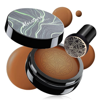 Air Cushion CC Cream - Moisturizing BB Cream Foundation, Long-Lasting Waterproof New Mushroom Head Cushion Foundation Concealer for Even Skin Tone (Dark Brown, 1 PCS)