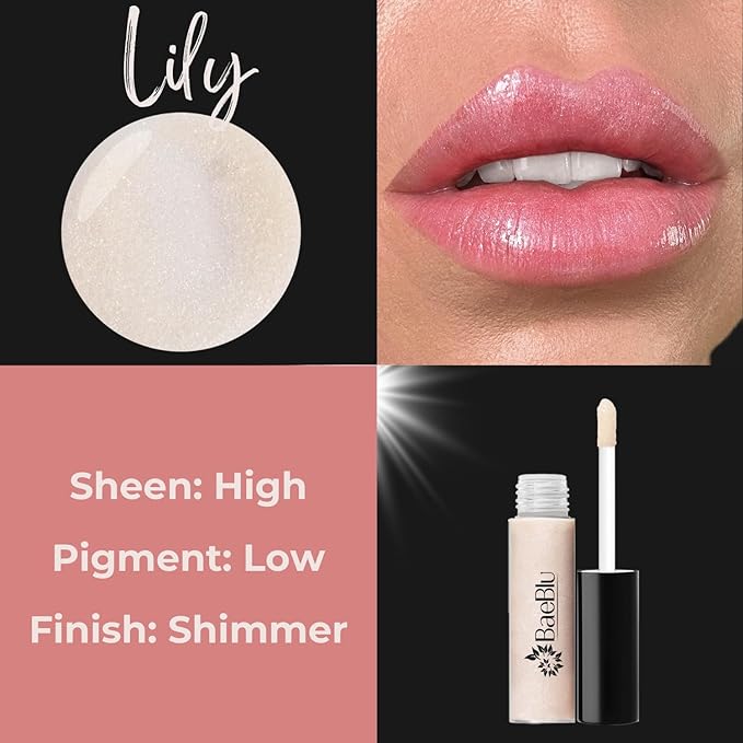 Organic Vegan Lip Gloss, 100% Natural Non-Toxic Moisturizing Ingredients, Lily