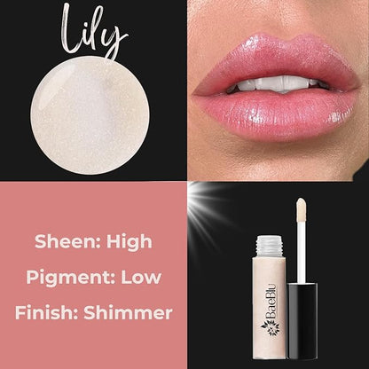 Organic Vegan Lip Gloss, 100% Natural Non-Toxic Moisturizing Ingredients, Lily