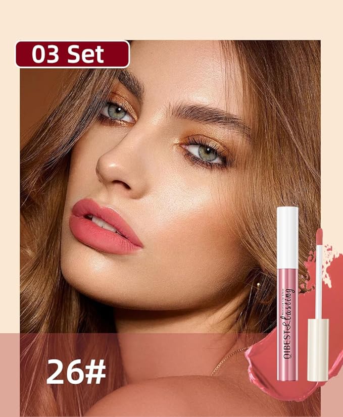 12PCS Matte Liquid Lipstick Set Non-Stick Cup and Not Fade Pigmented Lipstick Long-Lasting Waterproof Velvet Lipgloss Kit Makeup for Girls and Women (Set 03)