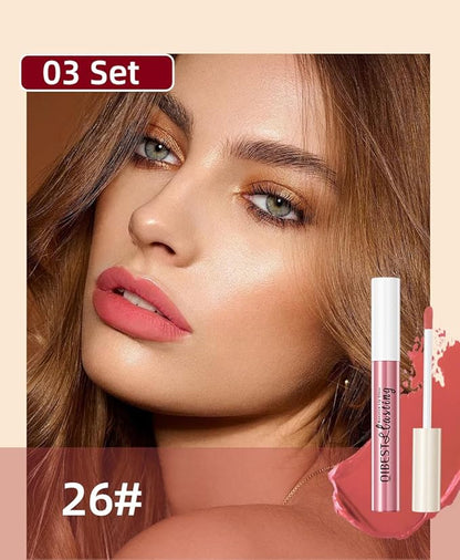 12PCS Matte Liquid Lipstick Set Non-Stick Cup and Not Fade Pigmented Lipstick Long-Lasting Waterproof Velvet Lipgloss Kit Makeup for Girls and Women (Set 03)