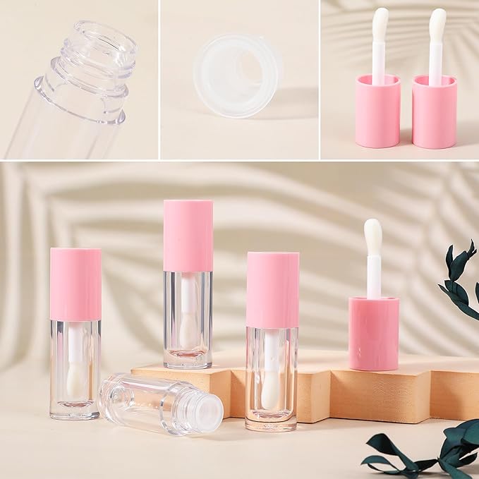 DIVINA VITAE 15Pcs Lip Gloss Tubes Empty Lipgloss Tubes with Chunky Wand, 6ML Refillable Lip Gloss Containers Bottles for DIY Lipgloss Makeup Cosmetic(Pink)