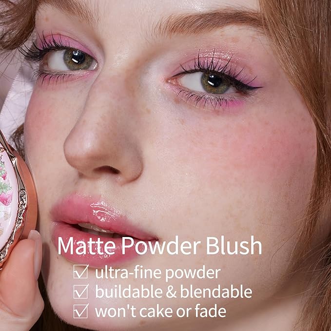Flower Knows Violet Strawberry Rococo Glitter Lip Gloss G02+Strawberry Rococo Embossed Blush G01